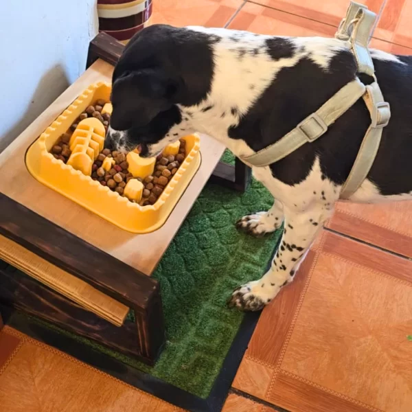 Comedero Mascota Anti Ansiedad de Madera Elevado para Perros 12 cm de Altura. - Imagen 2